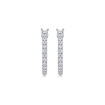Aretes arracadas de rodio con Moissanitas de 0.9 ct in & out