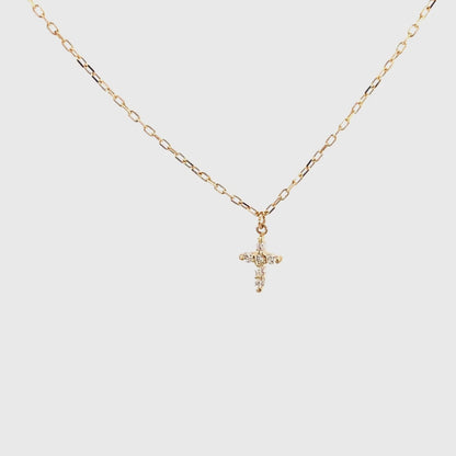 Cross Chain with Diamonds 14k