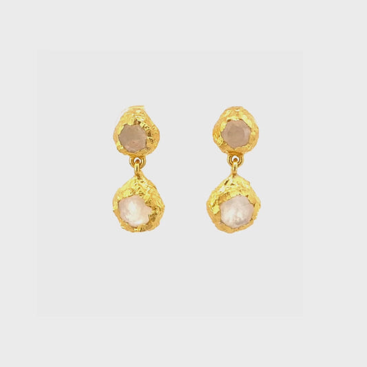 Earrings with natural gems Moonstone and Labradorite