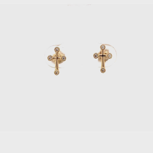 14K cross earrings with mini zirconia