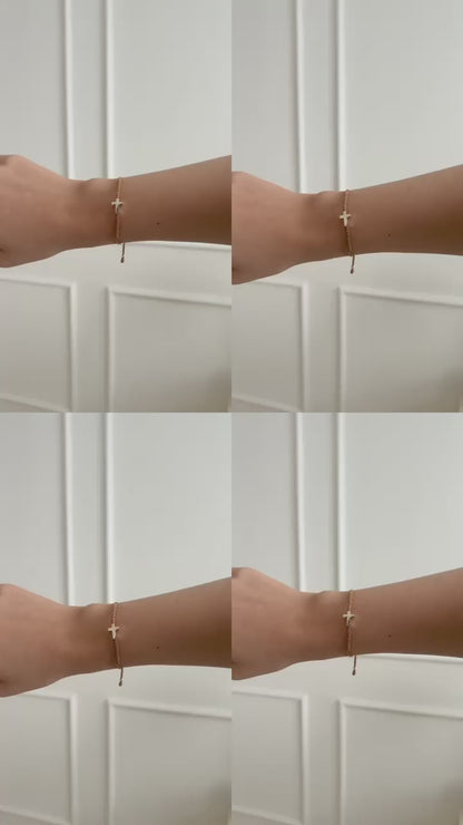 Mini woven silver cross bracelet