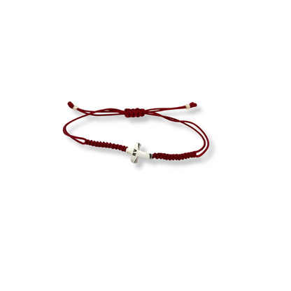Mini woven silver cross bracelet