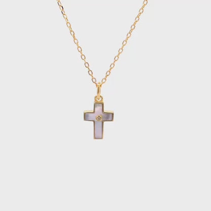 Mother of pearl cross with zirconia