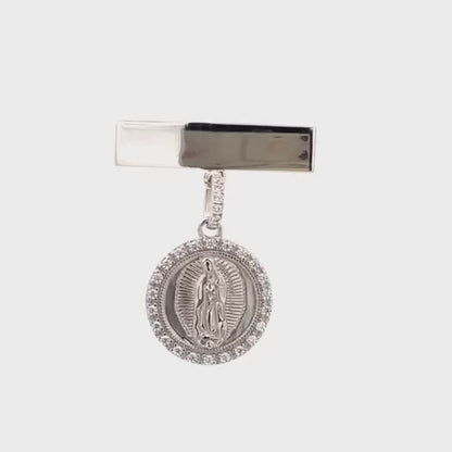Segurito Virgen de Guadalupe with zircons on plate to engrave