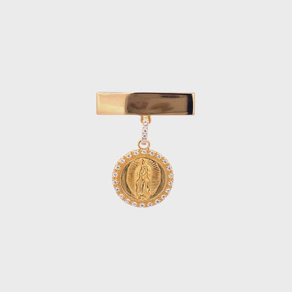 Segurito Virgen de Guadalupe with zircons on plate to engrave