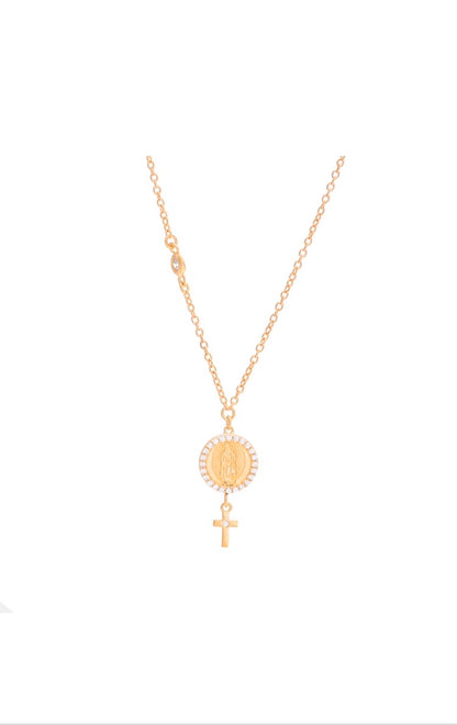 Mini Medal of the Virgin of Guadalupe with Cross