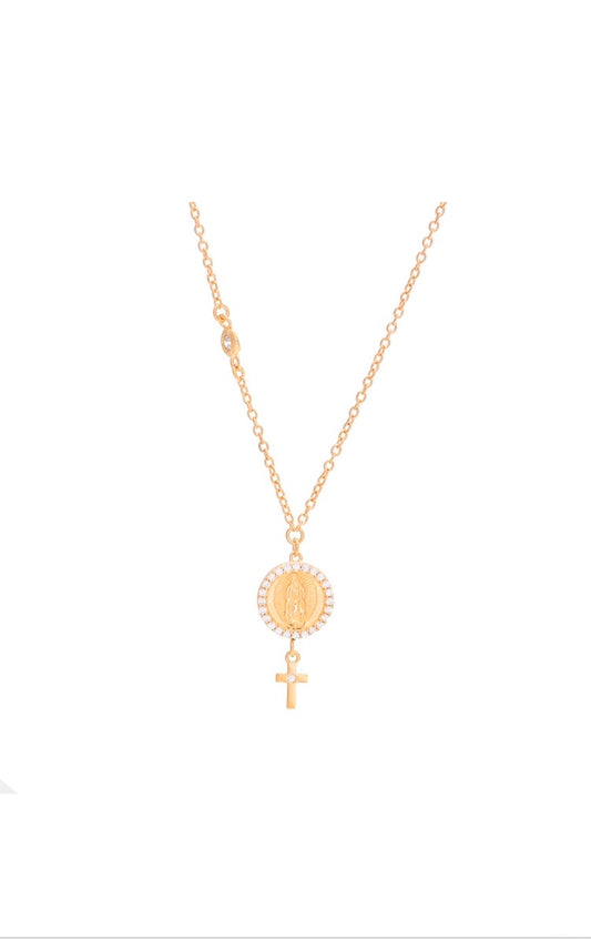 Mini Medal of the Virgin of Guadalupe with Cross