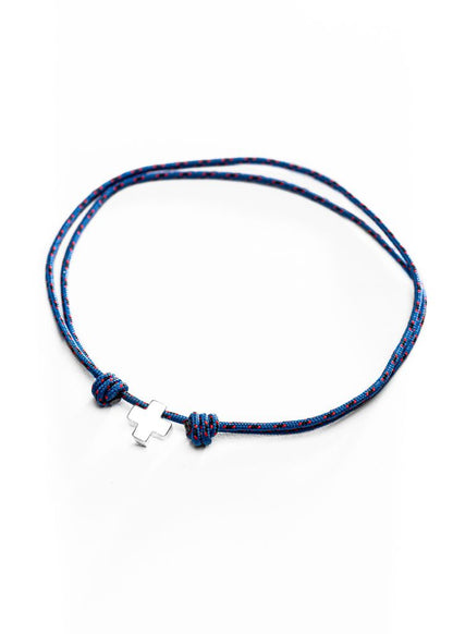 Smooth silver cross in cord