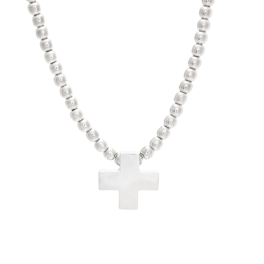 Smooth Cross necklace with ball chain