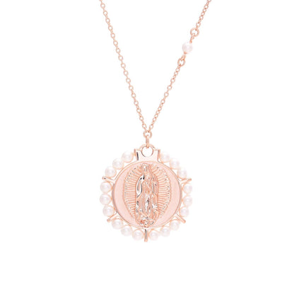 Virgin of Guadalupe medal with pearl frame
