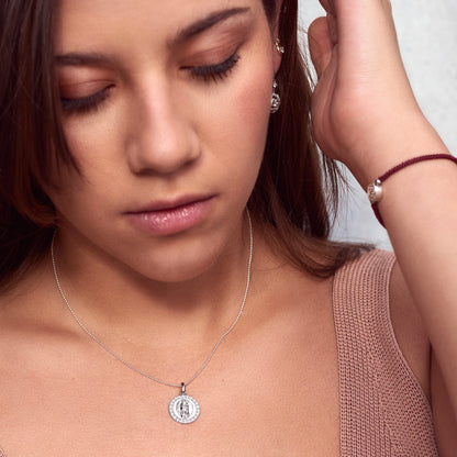 Virgin of Guadalupe Medal with Zirconia frame