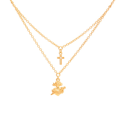 Necklace of the Sacred Heart of Mary with mini Cross