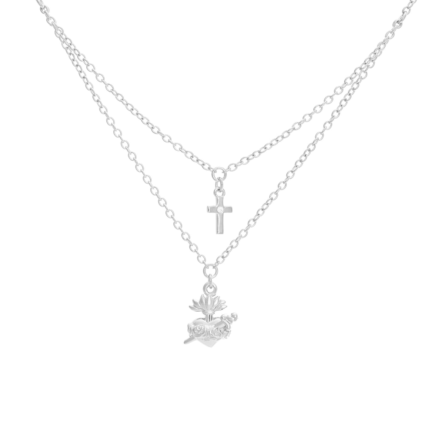 Collar del Sagrado Corazón de María con  Cruz mini