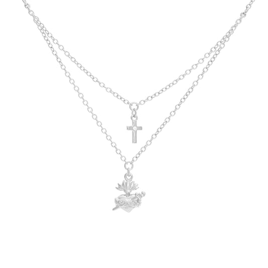 Necklace of the Sacred Heart of Mary with mini Cross