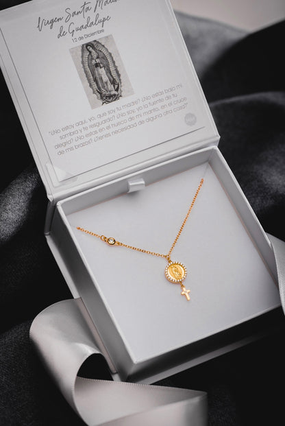 Mini Medal of the Virgin of Guadalupe with Cross