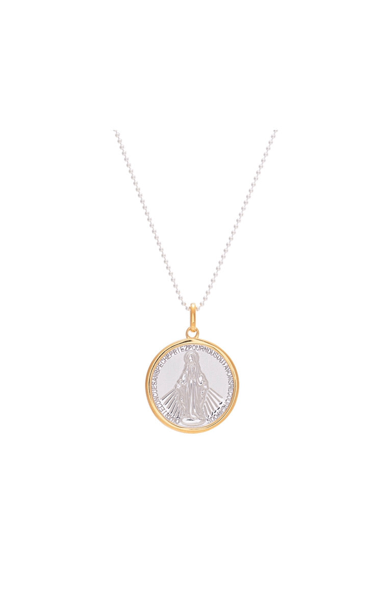 Medal of the Virgin of the Miraculous Medal with golden frame
