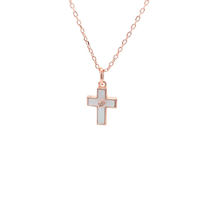 Mother of pearl cross with zirconia