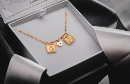 Escapulario con Cruz y Corazón con circonias blancas