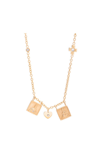 Escapulario con Cruz y Corazón con circonias blancas